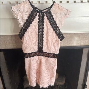 bebe Pink and Black Lace Romper